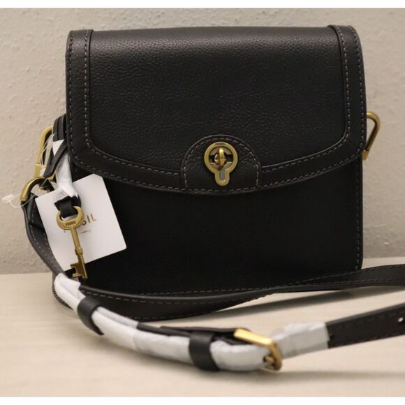 Fossil SHB3070001 Women's Black Ainsley LiteHide Leather Sm. Flap Crossbody - Picture 3 of 16